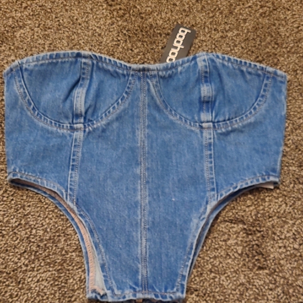 booohoo denim corset bustier